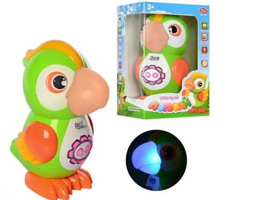 Развивающая игрушка Умный Попугай интерактивный , сенсорный, стихи, сказки, песни, запись голоса, с подсветкой 7496