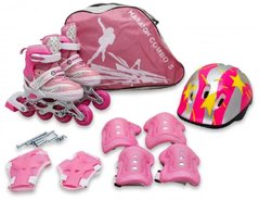 Раздвижные Ролики с комплектом защиты Maraton Combo S 28-33 размер Розовые