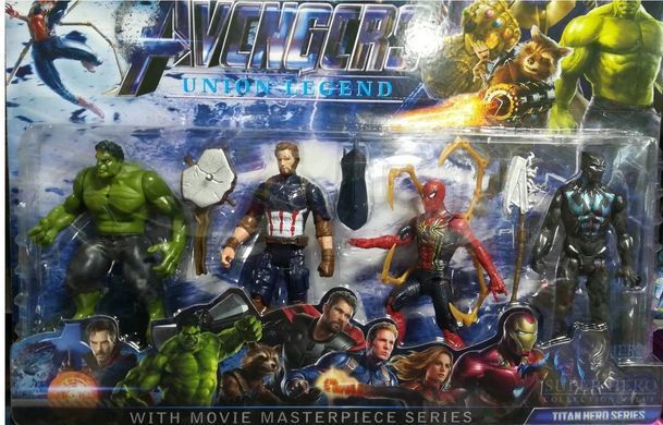 Набор Супергерои марвел Marvel 4 героя: Тор, Халк, Пантера, Спайдермен