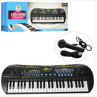Синтезатор 49 клавиш с микрофоном и записью, с USB на батарейках