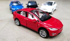Машинка металлическая Тесла Tesla model X со светом и звуком открываются двери AS-2834