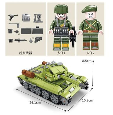 Конструктор Военный танк T-34 со светом военная техника Армия Kazi 82043, 578 деталей