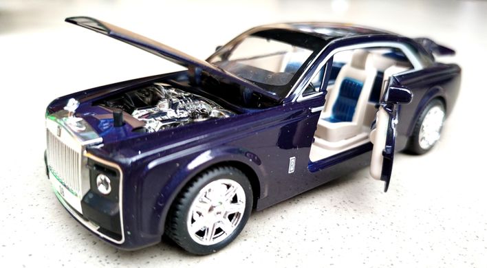 Машинка металлическая Роллс Ройс Rolls-Royce со светом и звуком открываются двери, капот, багажник 1:24